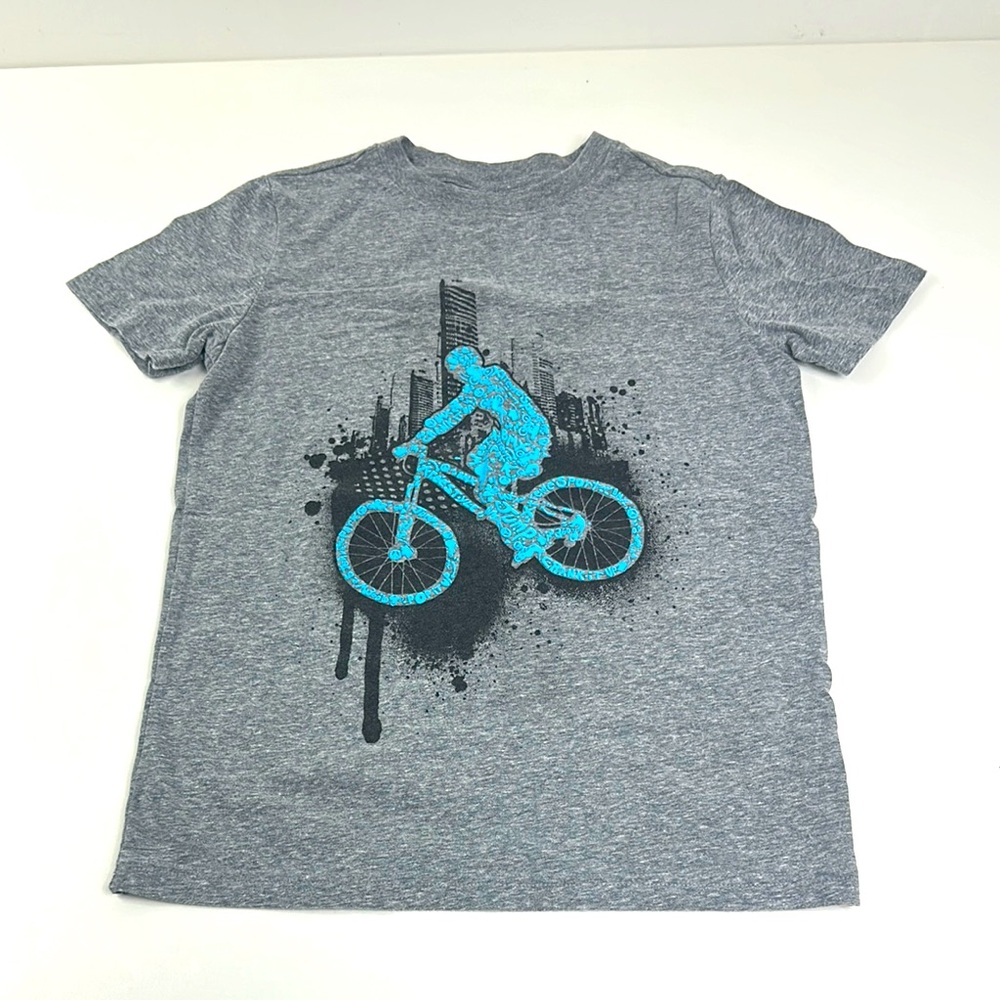 CAT & JACK Children’s Size M(8/10) Gray T-Shirt with Blue Cyclist Graphic